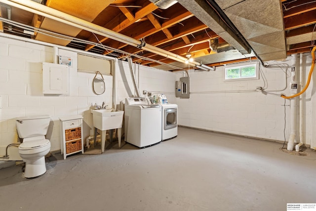 1133 S 96th St, Omaha, NE 68124 - below grade area with electric panel and separate washer and dryer