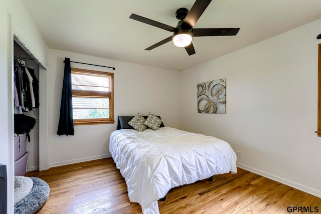 4509 Ridgeway Rd, Omaha, NE 68134 - bedroom featuring wood finished floors and a ceiling fan