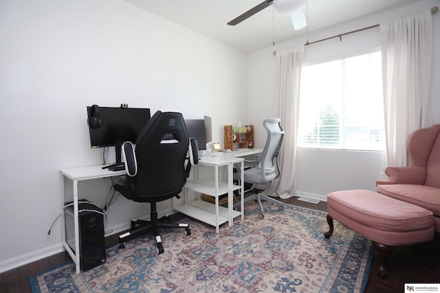 13719 S 43rd Ave, Bellevue, NE 68123 - office with a ceiling fan and wood finished floors