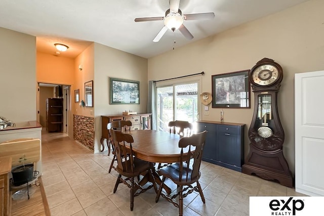 2611 N 189th St, Elkhorn, NE 68022 - dining space with light tile patterned floors and ceiling fan