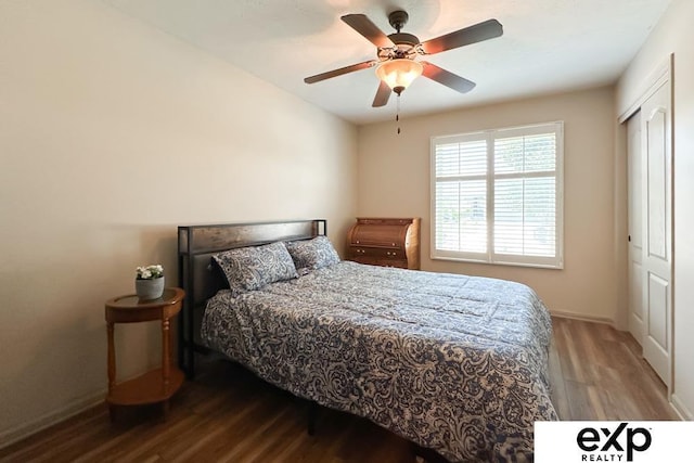 2611 N 189th St, Elkhorn, NE 68022 - bedroom featuring wood finished floors, a closet, and ceiling fan