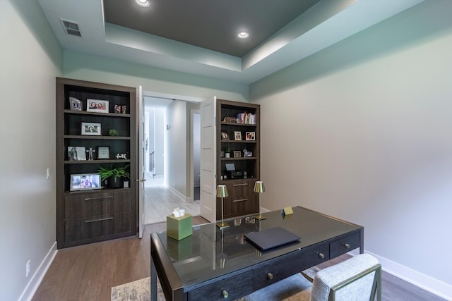 6217 N 295th St, Valley, NE 68064 - office space featuring dark wood-style flooring and a raised ceiling