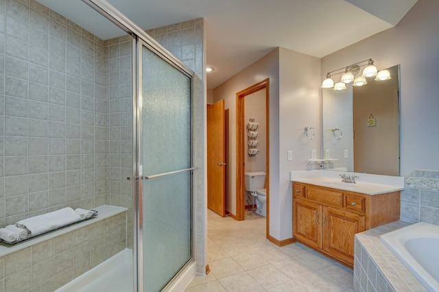 19311 Josephine St, Gretna, NE 68028 - full bath with tile patterned flooring, a shower stall, a garden tub, and vanity