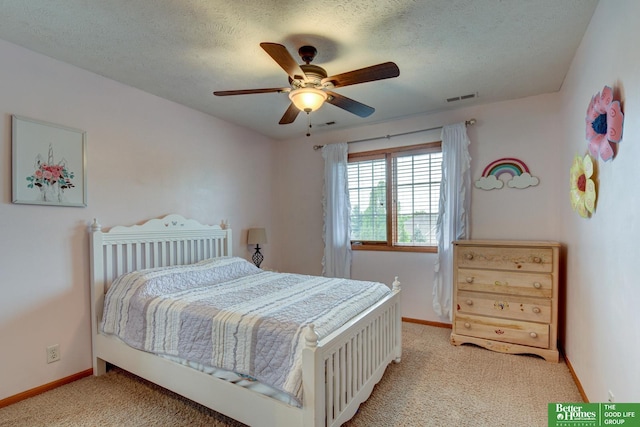 19311 Josephine St, Gretna, NE 68028 - bedroom with light carpet, a textured ceiling, and a ceiling fan