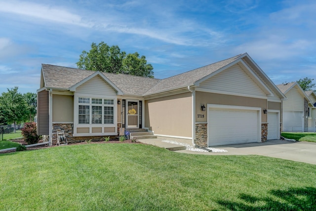7735 S 34th Street Ct, Lincoln, NE 68516 - single story home featuring stone siding, driveway, and a front yard