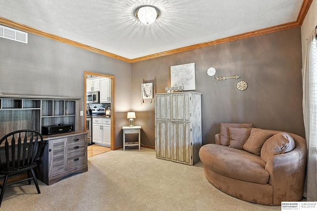 8127 S 105th St, La Vista, NE 68128 - office area featuring light colored carpet and crown molding