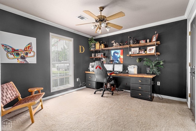 1420 Easy St, Trumann, AR 72472 - office space featuring carpet floors, ornamental molding, ceiling fan, and baseboards