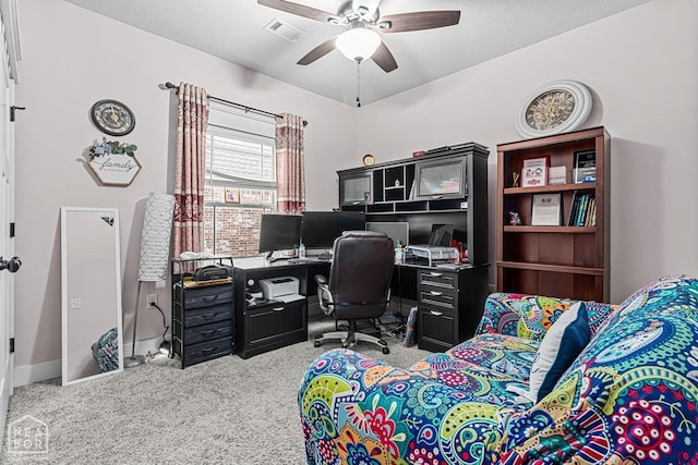 5301 Bridger Park Ct, Jonesboro, AR 72405 - carpeted home office featuring ceiling fan and baseboards