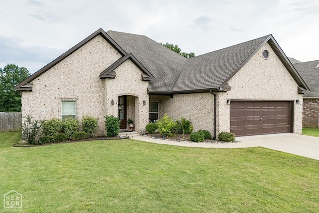 5301 Bridger Park Ct, Jonesboro, AR 72405 - french provincial home featuring brick siding, a shingled roof, an attached garage, and concrete driveway