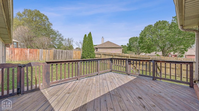 deck featuring a fenced backyard