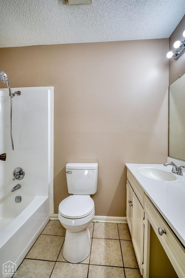 1610 Smoot Dr, Jonesboro, AR 72401 - full bathroom featuring vanity, a textured ceiling, tile patterned floors, and shower / bathtub combination