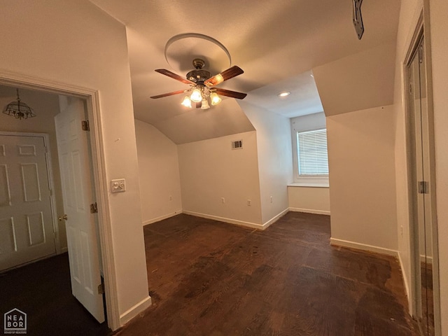 100 Charleston Dr, Walnut Ridge, AR 72476 - additional living space featuring lofted ceiling, dark wood finished floors, and ceiling fan