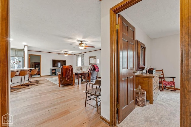 700 Oak Hollow Ln, Jonesboro, AR 72401 - hallway featuring a textured ceiling, light wood finished floors, and baseboards
