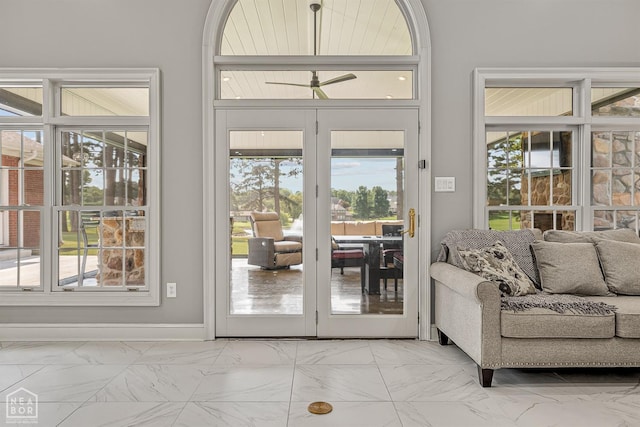 entryway with light marble finish flooring
