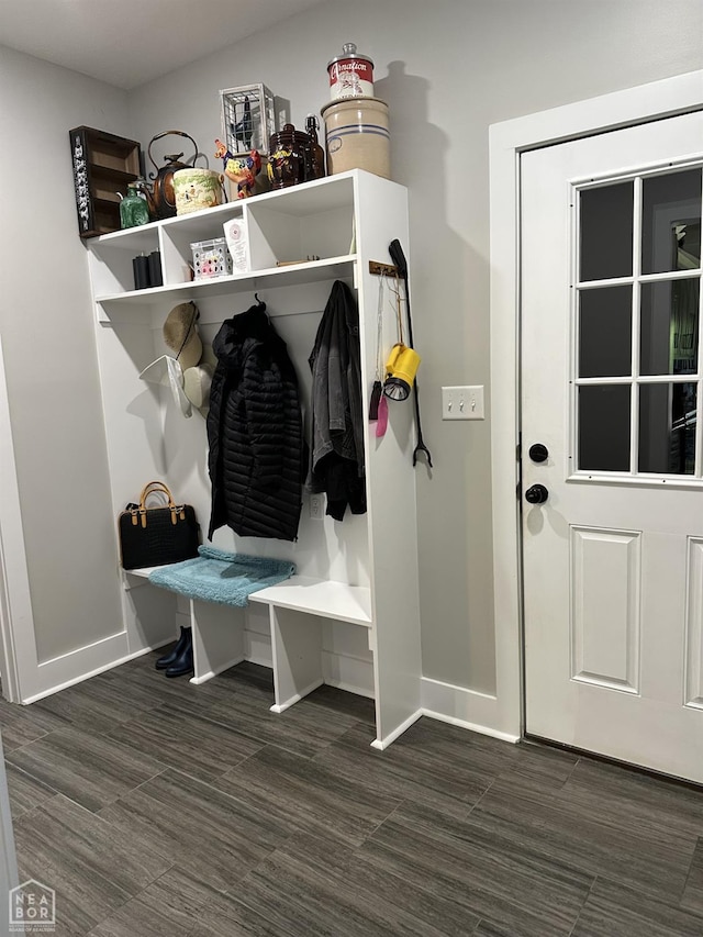 105 Brayden Ln, Brookland, AR 72417 - mudroom featuring baseboards and dark wood-type flooring