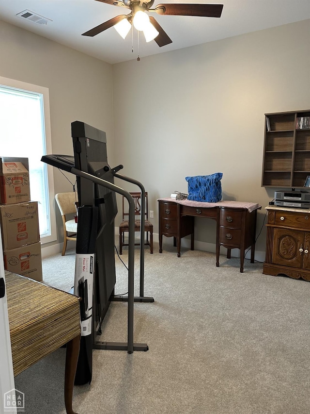 105 Brayden Ln, Brookland, AR 72417 - exercise area featuring ceiling fan and light colored carpet