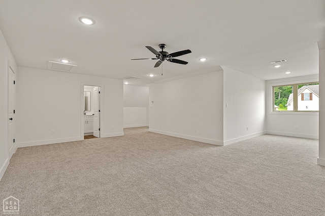 3425 Hudson Ct, Jonesboro, AR 72405 - empty room featuring attic access, light carpet, recessed lighting, baseboards, and a ceiling fan