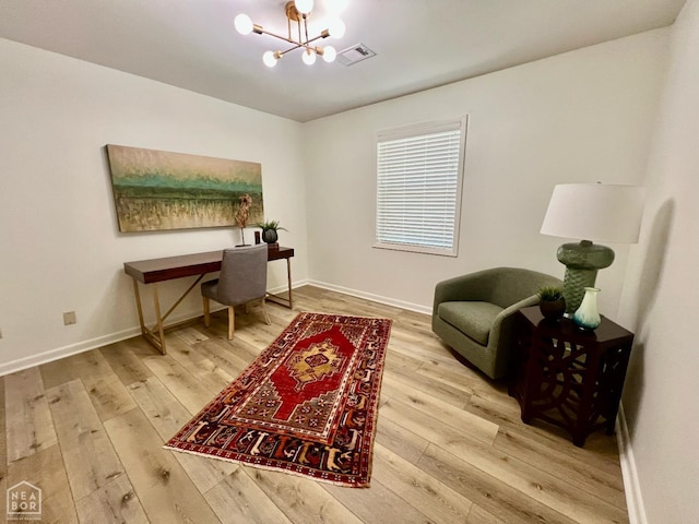 104 N Hunter Ln N, Jonesboro, AR 72405 - office featuring a chandelier, hardwood / wood-style floors, and baseboards