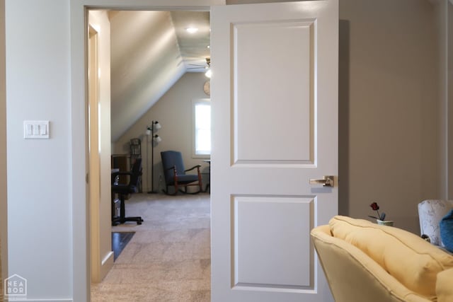 3997 Hwy 351, Jonesboro, AR 72405 - hall featuring light carpet and vaulted ceiling