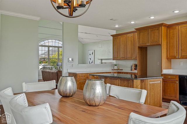4217 Lochmoor Cir, Jonesboro, AR 72405 - dining area with a chandelier and recessed lighting