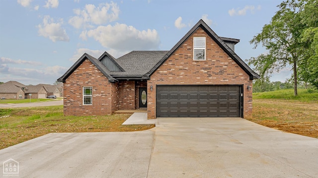 610 Airport Rd, Jonesboro, AR 72405 - view of front of home featuring brick siding, driveway, a front yard, and roof with shingles
