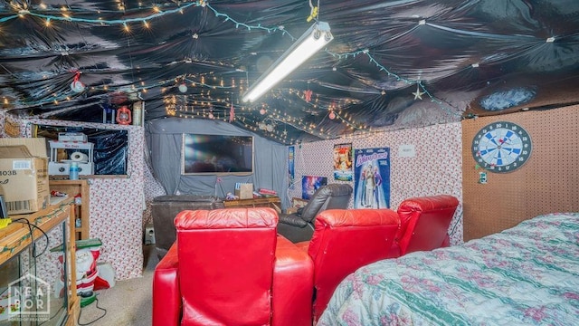 view of carpeted home theater room