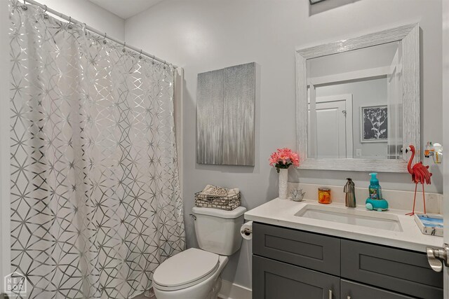 1502 S 30th St S, Paragould, AR 72450 - bathroom with vanity, toilet, and curtained shower