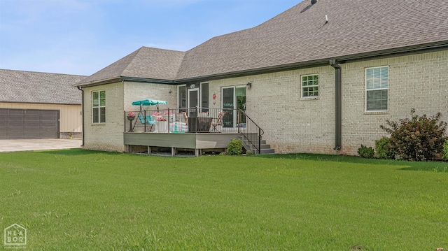 1502 S 30th St S, Paragould, AR 72450 - back of house featuring brick siding, a lawn, and a shingled roof