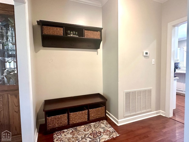 3801 Sawgrass Dr, Jonesboro, AR 72404 - mudroom featuring visible vents, baseboards, and wood finished floors