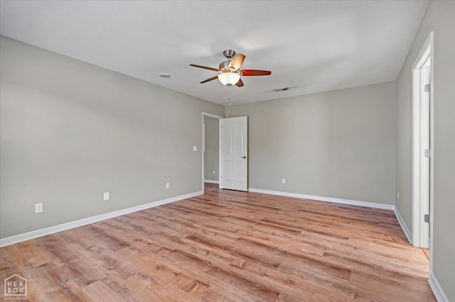 301 Natchez Dr, Jonesboro, AR 72404 - spare room with light wood-style flooring, visible vents, ceiling fan, and baseboards