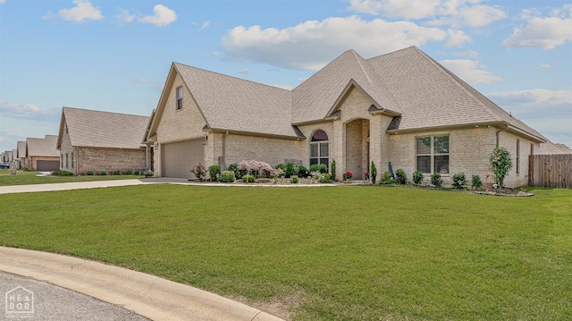 6605 Evan Cv, Jonesboro, AR 72404 - french country inspired facade with brick siding, driveway, roof with shingles, and an attached garage