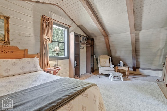 2 Star Falls Ln, Cherokee Village, AR 72529 - bedroom featuring wood walls and vaulted ceiling with beams