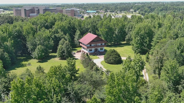  - bird's eye view with a wooded view