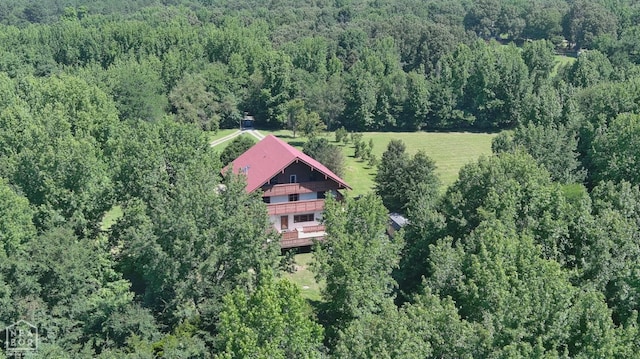  - bird's eye view with a wooded view