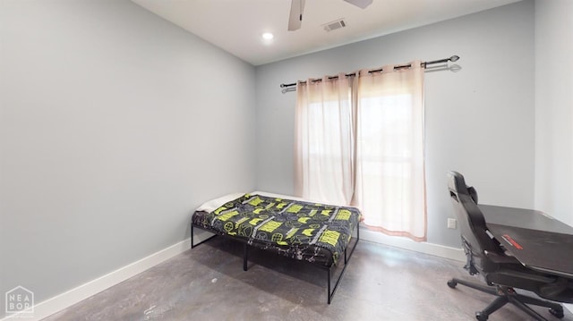 118 E Hills Dr, Bono, AR 72416 - office space with finished concrete floors, ceiling fan, and recessed lighting