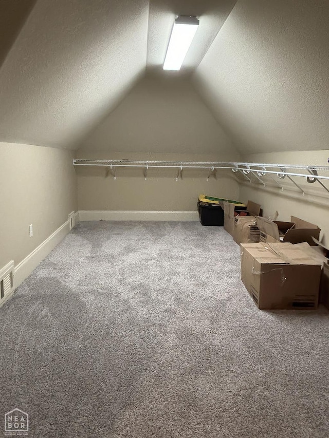 4228 Villa Cv, Jonesboro, AR 72405 - bonus room featuring a textured ceiling, vaulted ceiling, carpet, and baseboards