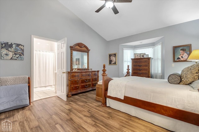 200 Law 296 Rd, Black Rock, AR 72415 - bedroom with high vaulted ceiling, wood finished floors, and ceiling fan