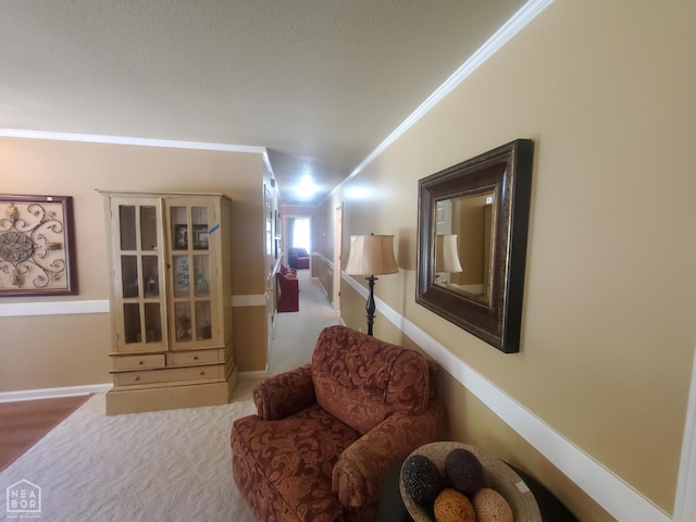 2590 W N St, Piggott, AR 72454 - living area featuring crown molding and carpet flooring