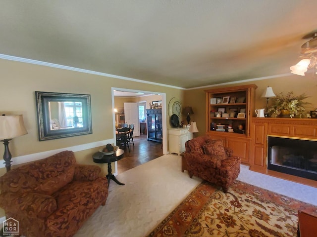 2590 W N St, Piggott, AR 72454 - living area featuring a fireplace and ornamental molding