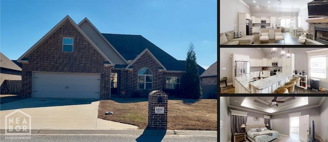 6509 Merrell Dr, Jonesboro, AR 72404 - view of front of property featuring concrete driveway, brick siding, and a garage
