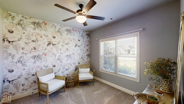 6509 Merrell Dr, Jonesboro, AR 72404 - sitting room featuring a ceiling fan and carpet floors