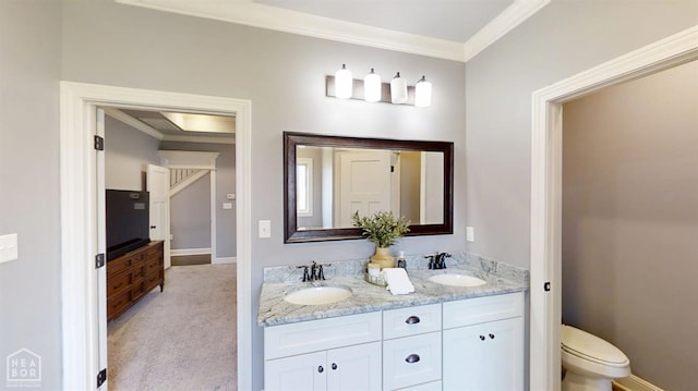 6509 Merrell Dr, Jonesboro, AR 72404 - full bathroom featuring double vanity and crown molding