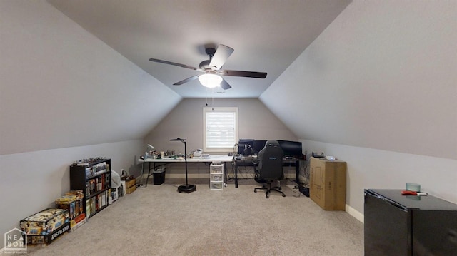 6509 Merrell Dr, Jonesboro, AR 72404 - office space with vaulted ceiling, a ceiling fan, and carpet