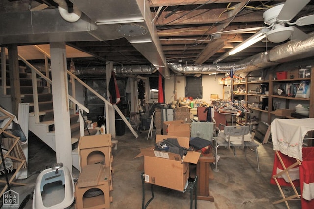 unfinished below grade area with stairs