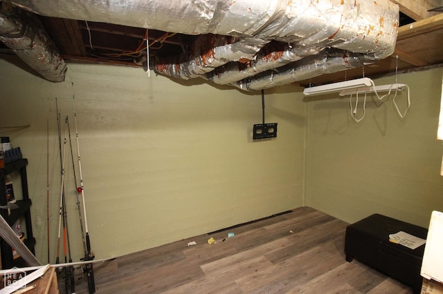 unfinished below grade area with wood finished floors
