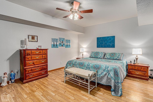 330 Greene 730th Rd, Paragould, AR 72450 - bedroom featuring light wood-type flooring, a textured ceiling, and a ceiling fan