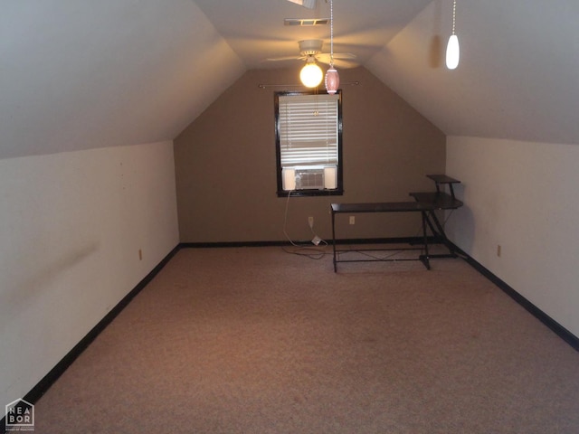 1201 Nancy Ave, Newport, AR 72112 - bonus room with carpet, vaulted ceiling, cooling unit, and a ceiling fan