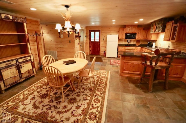 0 Cokley Rd, Warm Springs, AR 72478 - dining room with wooden walls, a chandelier, and recessed lighting