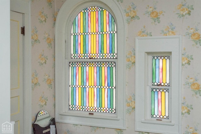 details with wallpapered walls