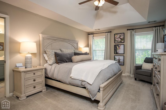 321 Crestfield Dr, Jonesboro, AR 72404 - bedroom featuring light carpet, multiple windows, ceiling fan, and a raised ceiling